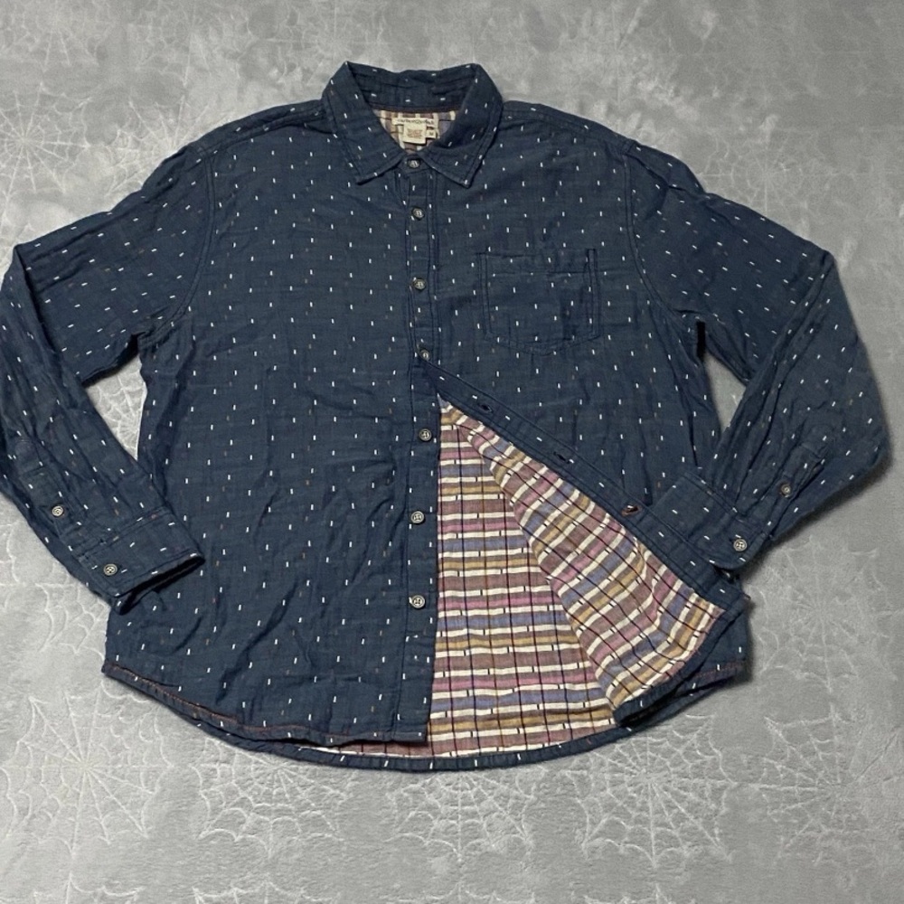 Carbon 2 Cobalt Button Up Shirt Mens M Blue Cotton Double Sided Lined Overshirt
